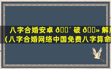 八字合婚安卓 🌴 破 🌻 解版（八字合婚网络中国免费八字算命）